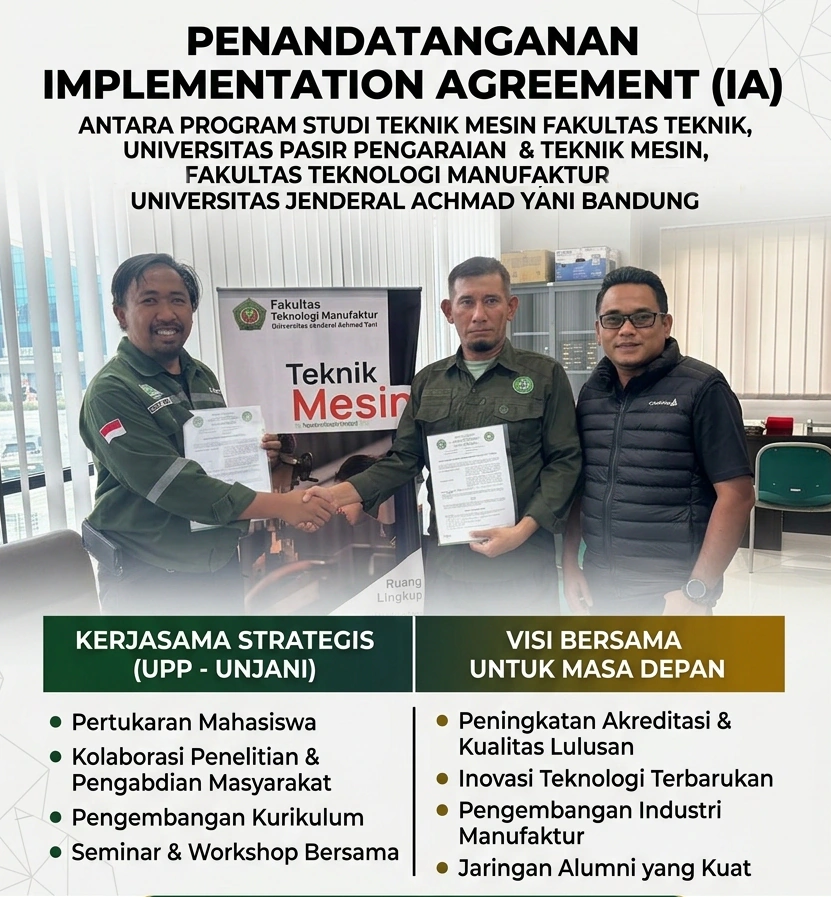 Perkuat Sinergi, Prodi Teknik Mesin UPP dan FTM UNJANI Bandung Jalin Kerjasama Strategis